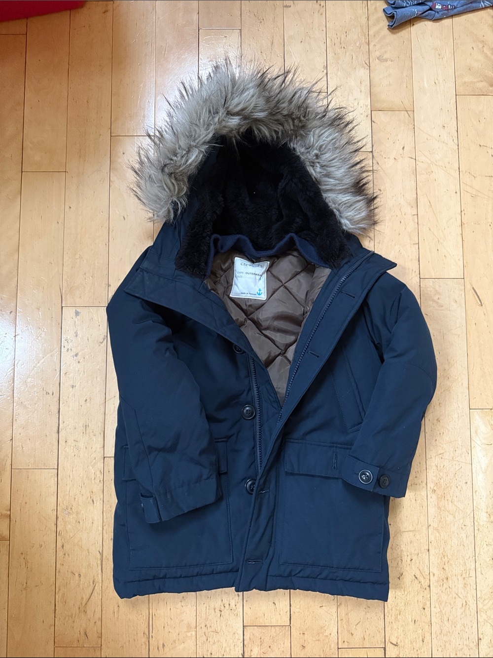 J. Crew Navy Blue Faux Fur Hooded Kids Parka